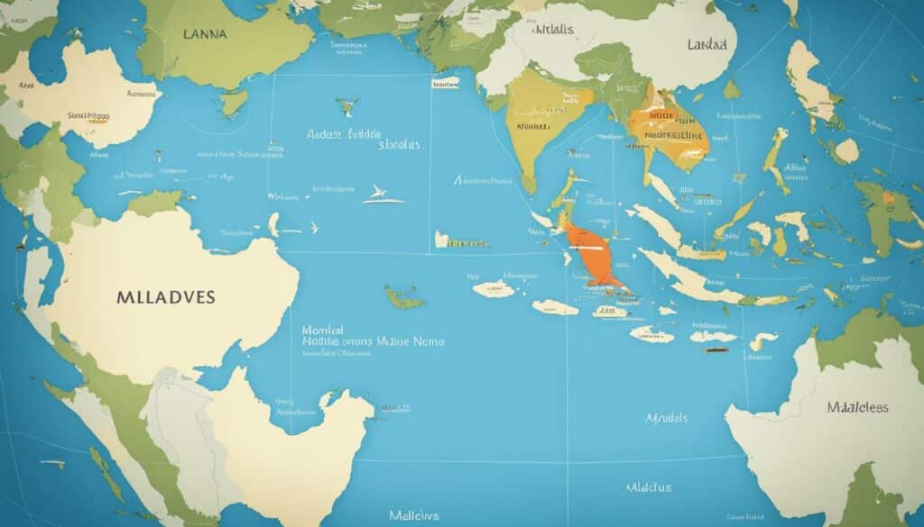Maldives Islands on a Map